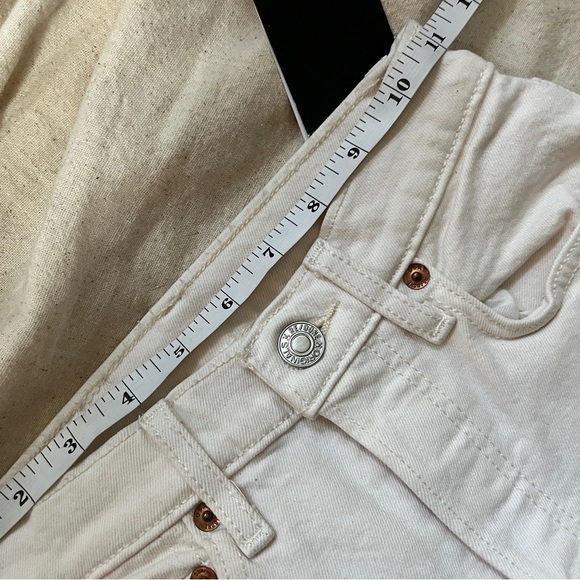 NWT RE/DONE High Rise Stove Pipe Jeans Comfort Stretch Raw Hem Ecru 23 - Picture 10 of 16